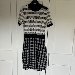 Boss Black and White Patterned Dress